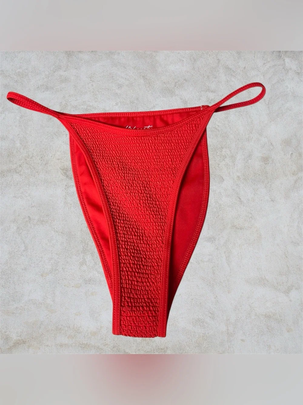 La Hearts Red High-Cut Textured Swim Bottom